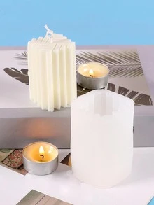 1pc Silicone Mold, Modern Geometric Design Candle Mold For Home - White - View 2