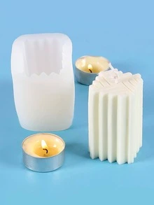 1pc Silicone Mold, Modern Geometric Design Candle Mold For Home - White - View 1