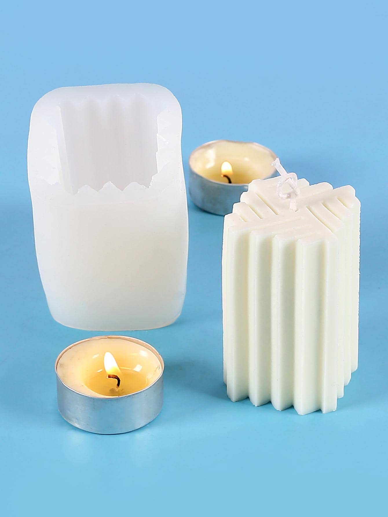 1pc Silicone Mold, Modern Geometric Design Candle Mold For Home - White - View 1