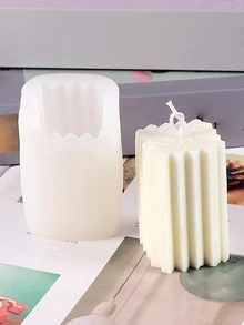 1pc Silicone Mold, Modern Geometric Design Candle Mold For Home - White - View 4