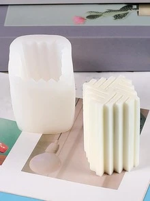 1pc Silicone Mold, Modern Geometric Design Candle Mold For Home - White - View 6