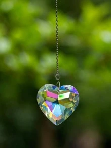 1入組天然水晶掛飾,創意愛心設計掛飾 - 彩色 - 查看 5