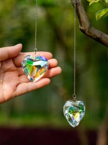 1入組天然水晶掛飾,創意愛心設計掛飾 - 彩色 - 查看 4
