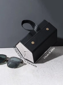 1pc Black Glasses Storage Bag, Modern Foldable Glasses Container For Travel - Black - View 4