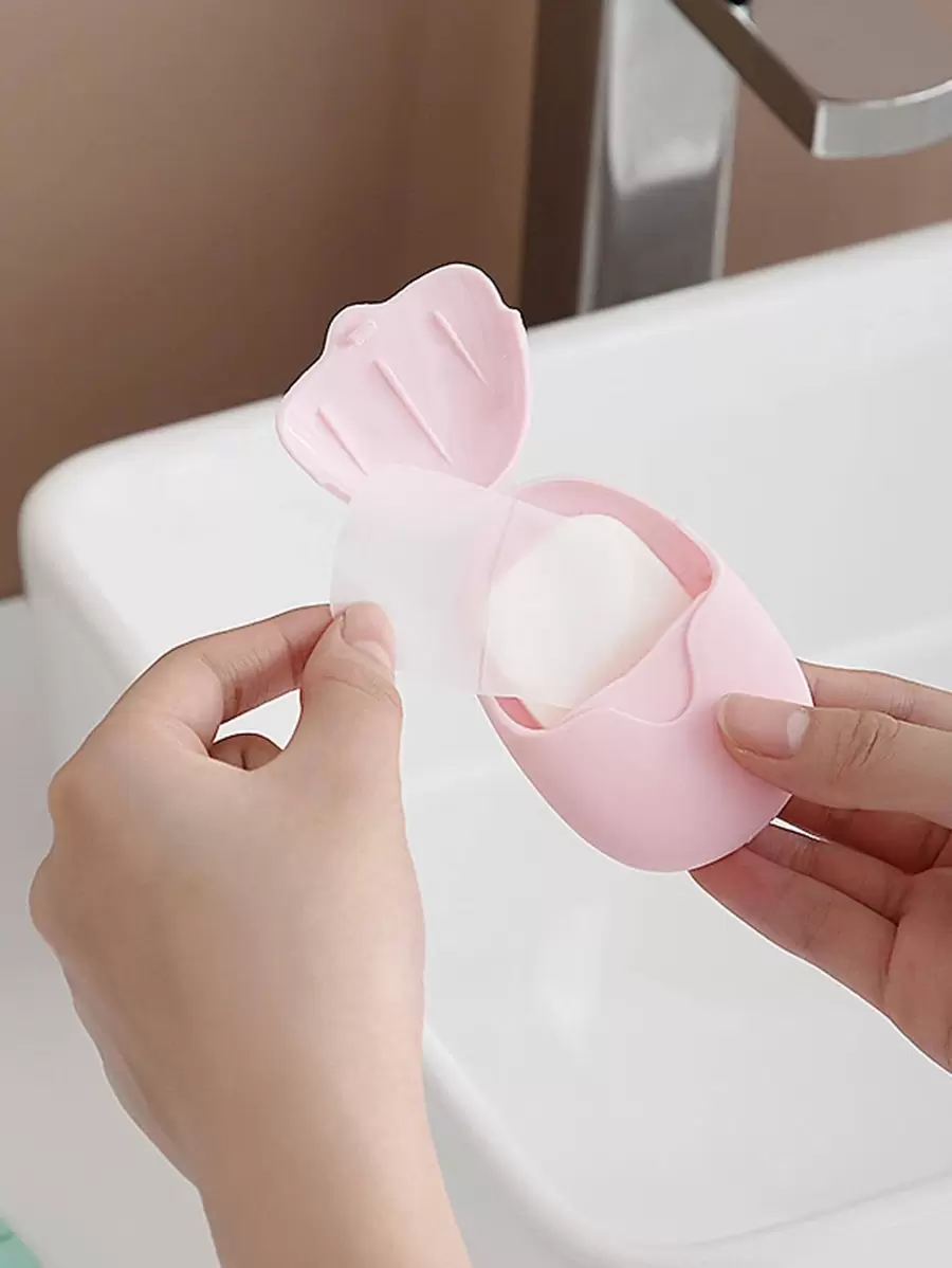 1 set hojas de jabón PP, papel de jabón moderno para viajes - Rosa - Ver 1