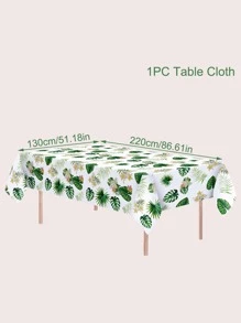 1入組PVC一次性桌布,熱帶印花樹葉印花一次性桌布 - 彩色 - 查看 3