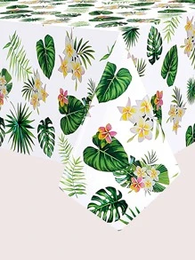 1入組PVC一次性桌布,熱帶印花樹葉印花一次性桌布 - 彩色 - 查看 1