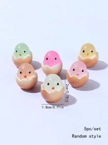 5pcs/set ABS Garden Ornament, Creative Random Glow In The Dark Cartoon Chicken & Egg Design Garden Statue For Outdoor - Multicolor - View 4
