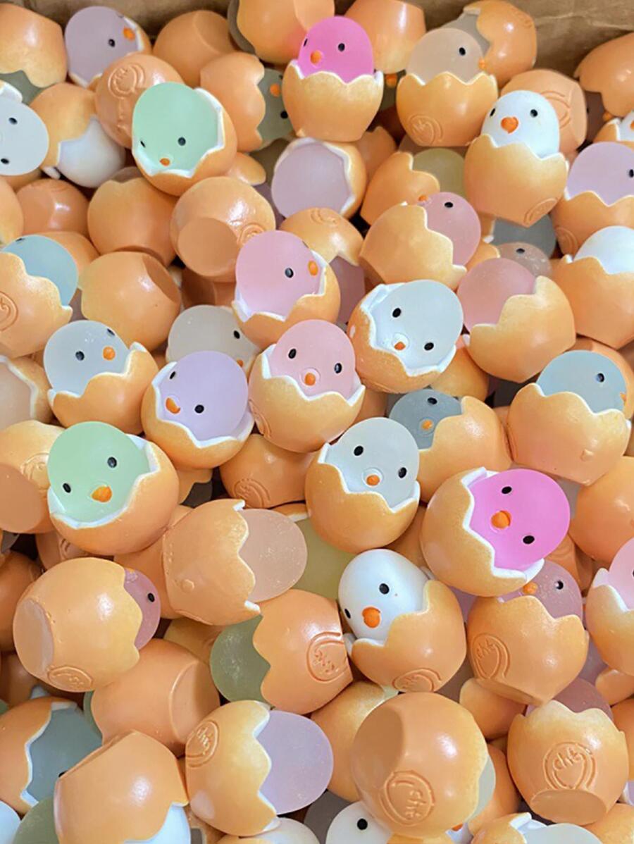 5pcs/set ABS Garden Ornament, Creative Random Glow In The Dark Cartoon Chicken & Egg Design Garden Statue For Outdoor - Multicolor - View 1