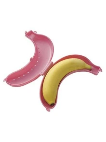 1pc Plastic Banana Storage Box - Pink - View 2