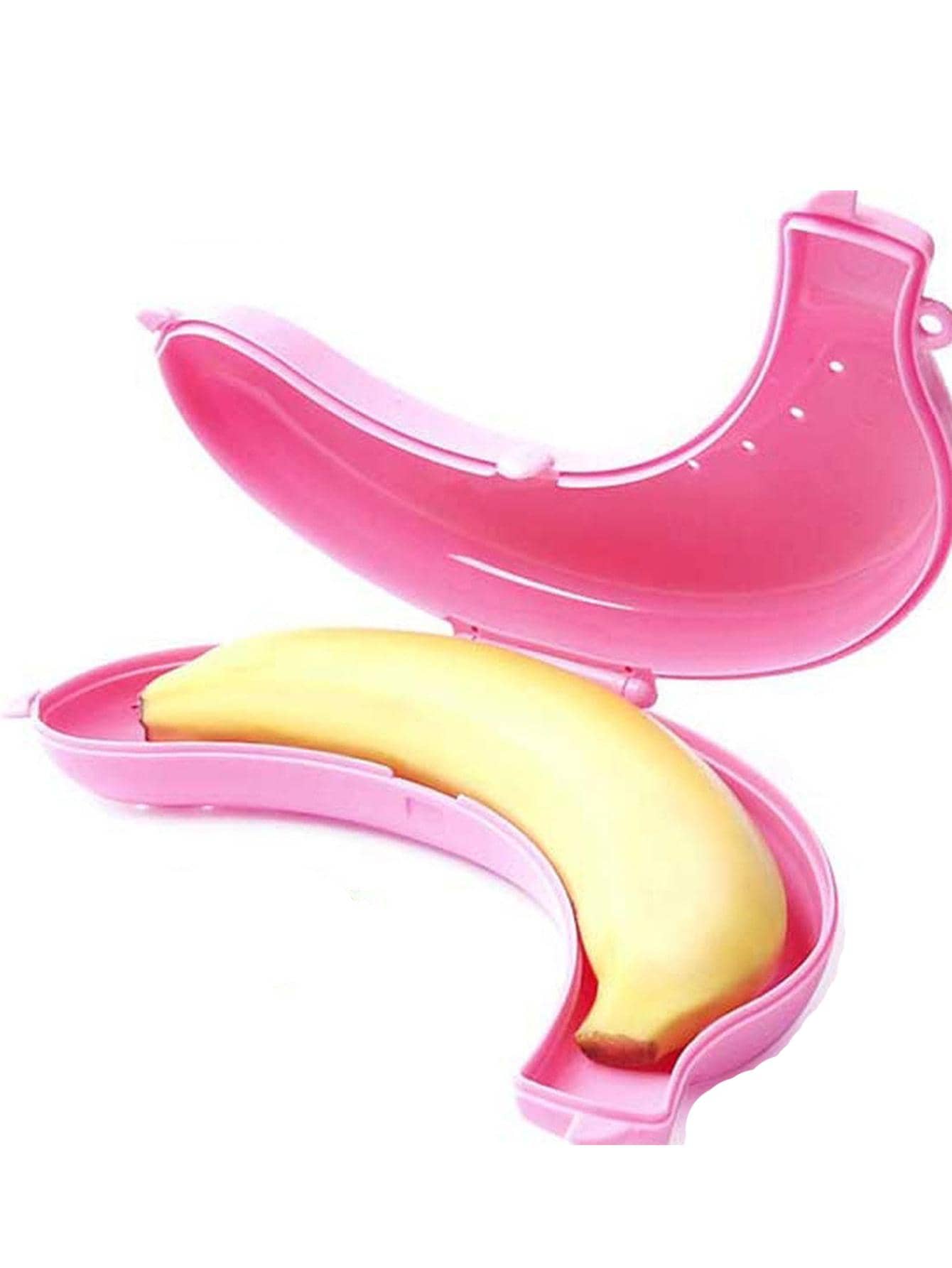 1pc Plastic Banana Storage Box - Pink - View 1