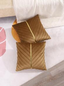 Miater 1入組棕色靠墊套無填充物極簡主義織物金屬面板壓折裝飾抱枕套適合家用 - 卡其色 - 查看 4