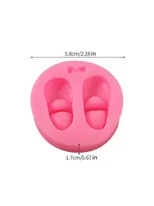 1pc Shoes Design DIY Silicone Mold, Simple Bow & Shoes Design Silicone Mold For DIY - Pink - View 6