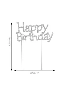 1 pieza Decoración de tarta de cumpleaños feliz - Plateado - Ver 4