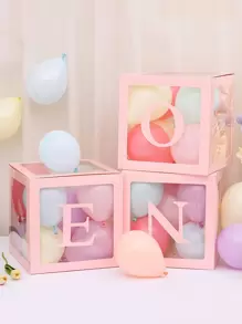 3 pièces Boîtes de ballons de douche pour bébé, boîte de ballons blancs et roses, boîte de ballons de bloc de construction colorée, boîte de ballons de douche pour bébé, décorations de fête d'anniversaire de bloc de construction pour bébé, décorations de fête d'anniversaire de bébé
