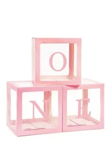 3 pièces Boîtes de ballons de douche pour bébé, boîte de ballons blancs et roses, boîte de ballons de bloc de construction colorée, boîte de ballons de douche pour bébé, décorations de fête d'anniversaire de bloc de construction pour bébé, décorations de fête d'anniversaire de bébé