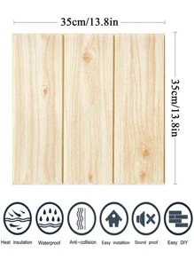 1入組PE牆紙,現代木紋圖案自粘墻紙 - 黃色 - 查看 8