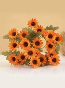 1 件 21 頭人造雛菊花花束情人節禮物束裝飾婚禮裝飾新娘手持花手腕花胸花材料家居餐廳臥室花瓶裝飾花束 Diy 生日派對蛋糕材料新年裝飾材料拍攝道具