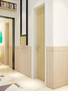 1入組PE牆紙,現代木紋圖案自粘墻紙 - 黃色 - 查看 3