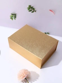 1pc Paper Gift Box, Modernist Solid Foldable Gift Packaging Box For Party - Gold - View 2