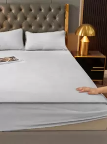 1 tấm màu xám được trang bị, tấm vải hiện đại được trang bị dưới cùng cho gia đình - trắng - Xem 4