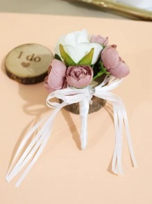 1pc Artificial Flower Decor Fashionable Boutonniere For Wedding Party - Multicolor - View 3