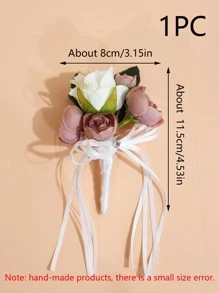 1pc Artificial Flower Decor Fashionable Boutonniere For Wedding Party - Multicolor - View 2