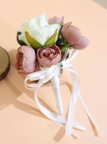 1pc Artificial Flower Decor Fashionable Boutonniere For Wedding Party - Multicolor - View 4