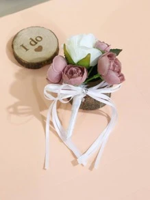 1pc Artificial Flower Decor Fashionable Boutonniere For Wedding Party - Multicolor - View 1