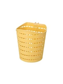 1pc PP Storage Basket, Minimalist Yellow Hollow Out Rotatable Hanging Storage Basket For Kitchen, Bathroom - Yellow - View 1