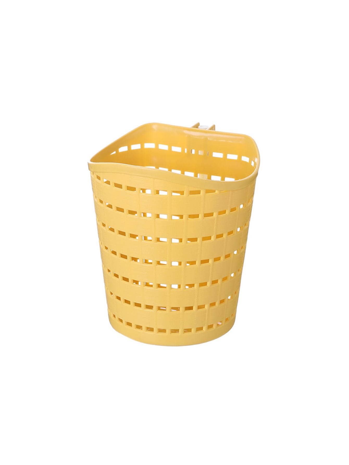 1pc PP Storage Basket, Minimalist Yellow Hollow Out Rotatable Hanging Storage Basket For Kitchen, Bathroom - Yellow - View 1