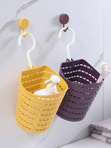 1pc PP Storage Basket, Minimalist Yellow Hollow Out Rotatable Hanging Storage Basket For Kitchen, Bathroom - Yellow - View 9