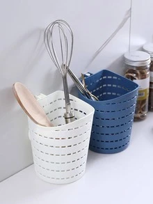 1pc PP Storage Basket, Minimalist Yellow Hollow Out Rotatable Hanging Storage Basket For Kitchen, Bathroom - Yellow - View 11