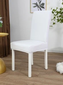 1 件纯色天鹅绒弹力椅套，简约纯色防尘四季适用椅套，适用于餐厅、酒店、客厅、书房 - 白色 - 查看 4