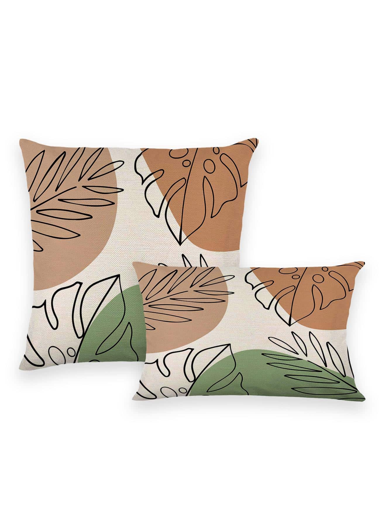 1 件幾何植物印花防水枕套 - 彩色 - 查看 1