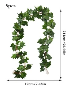 5入組/套亞克力新型3D打印人造常綠藤蔓綠化花環假藤蔓懸掛植物背景家用 - 綠色 - 查看 5