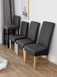 1 pièce Housse de chaise noire unie brossée, housse de chaise simple et unie extensible anti-poussière pour salle à manger, hôtel, salon, bureau, gris foncé, convient pour la décoration d'automne, la décoration de la pièce, la rentrée scolaire, les fournitures scolaires