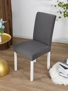 1 pièce Housse de chaise noire unie brossée, housse de chaise simple et unie extensible anti-poussière pour salle à manger, hôtel, salon, bureau, gris foncé, convient pour la décoration d'automne, la décoration de la pièce, la rentrée scolaire, les fournitures scolaires