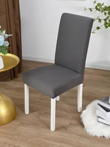 1 pièce Housse de chaise noire unie brossée, housse de chaise simple et unie extensible anti-poussière pour salle à manger, hôtel, salon, bureau, gris foncé, convient pour la décoration d'automne, la décoration de la pièce, la rentrée scolaire, les fournitures scolaires