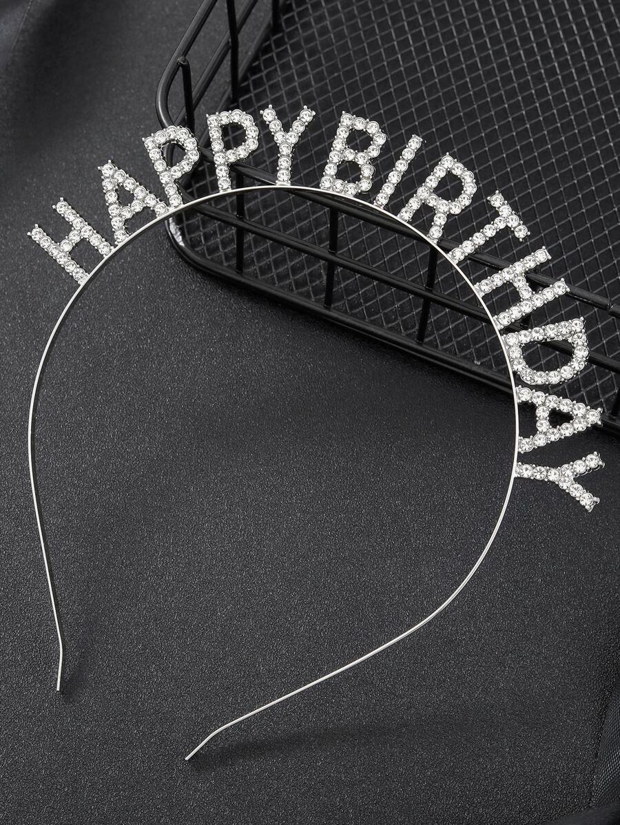 Donna 1 pezzo Fascia capelli da sposa con strass & slogan decorato squisito per festa di compleanno - Argento - Visualizzare 1