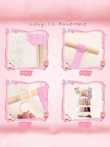 1入組木掛飾收納袋,現代粉色免打孔懸掛珠寶收納盒 - 粉色 - 查看 5