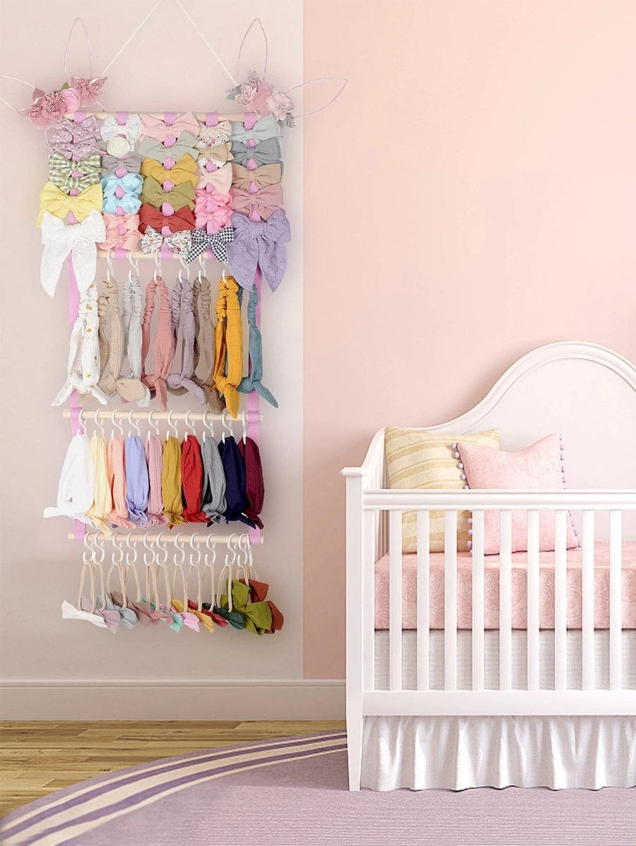 1入組木掛飾收納袋,現代粉色免打孔懸掛珠寶收納盒 - 粉色 - 查看 1