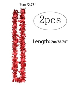 2入組2m塑膠紙花環浪漫金屬絲和愛心裝飾橫幅背景適用於生日派對情人節 - 紅色 - 查看 4