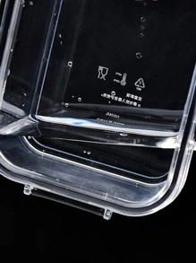 1pc PET Food Storage Container, Minimalist Clear Food Storage Box For Kitchen - Black - View 5