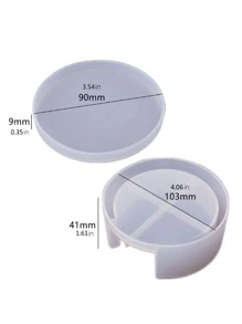 2 piezas molde de silicona en forma de posavasos DIY, molde simple de silicona redondo blanco para manualidades DIY