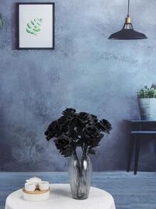 1pc Polyester Artificial Flower, Fake Flower For Wedding, Home Decor - Black - View 1