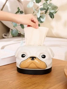 1pc PP Tissue Box Cover Holder, Cartoon Dog Shaped Tissue Storage Box For Home - Beige - View 2