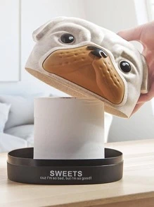 1pc PP Tissue Box Cover Holder, Cartoon Dog Shaped Tissue Storage Box For Home - Beige - View 3