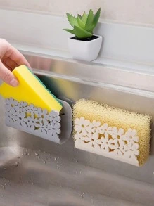 1 Nhựa Miếng Cọ Rửa Thoát Giá Đồng Màu Hoa Rỗng Ra Đa Năng Giá Để Xà Phòng Cho Nhà Bếp, Phòng Tắm - Xám - Xem 5