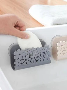 1 Nhựa Miếng Cọ Rửa Thoát Giá Đồng Màu Hoa Rỗng Ra Đa Năng Giá Để Xà Phòng Cho Nhà Bếp, Phòng Tắm - Xám - Xem 1